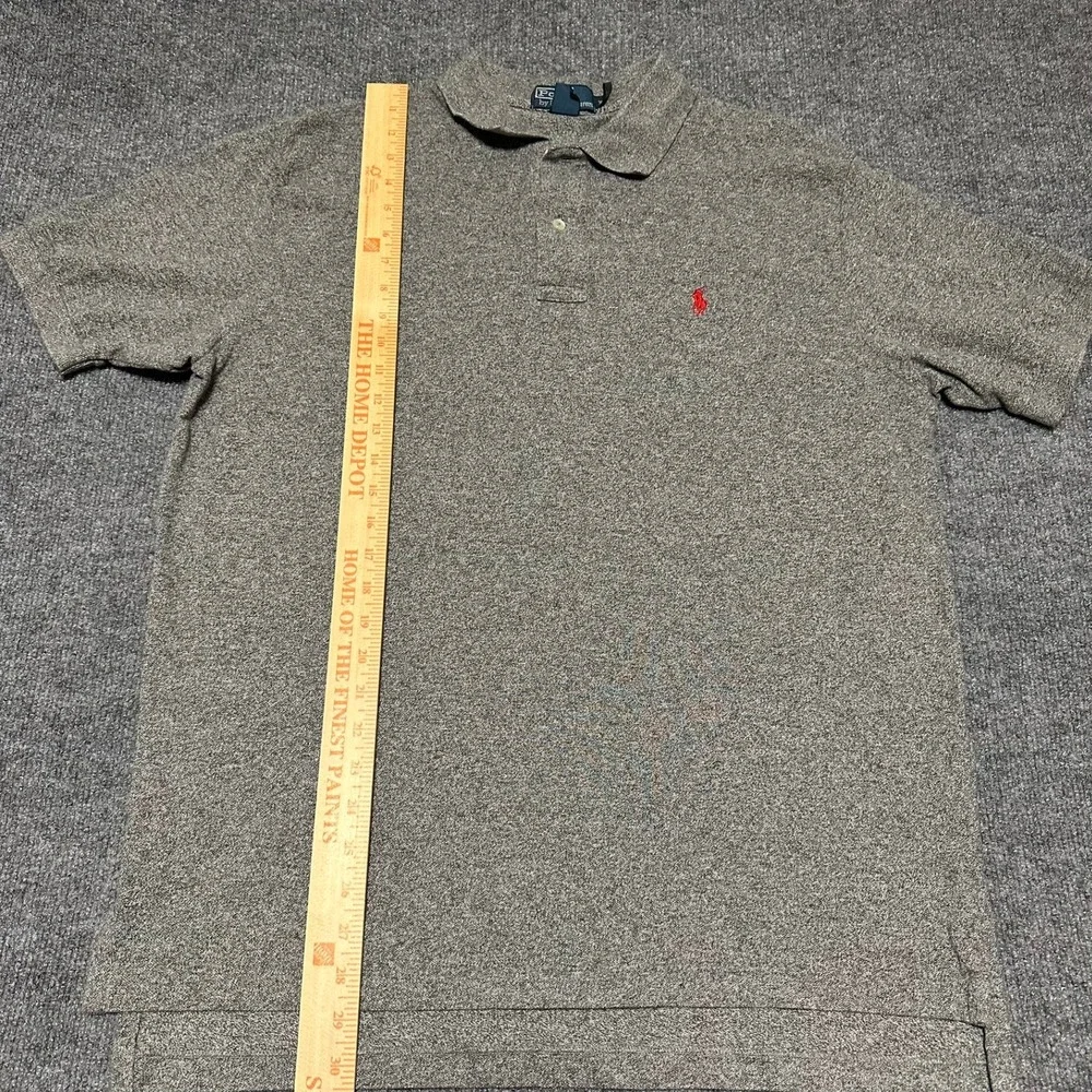 Polo Ralph Lauren Mens XL Gray Short Sleeve Pique Cotton Polo Shirt Red Pony
